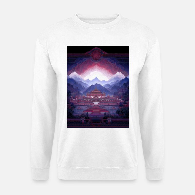 Psy Art - Pagode in Berglandschaft - Unisex Pullover - Weiß