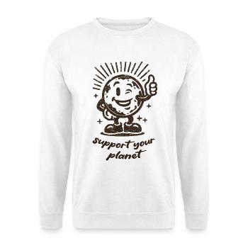 Support Your Planet Motiv - Unisex Pullover - Weiß - Vorne