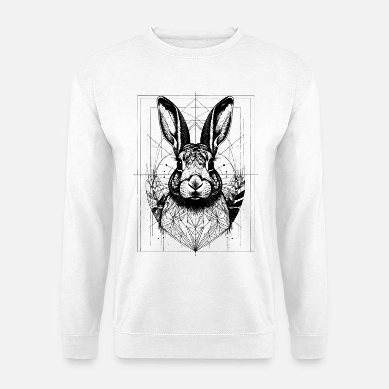 Rabbit in Geometric Frame - Unisex Sweatshirt - white