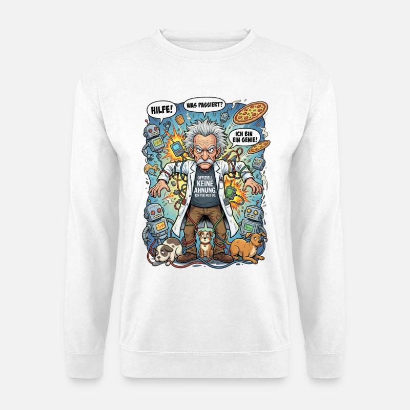 Genius in chaos: Einstein and robots - Unisex Sweatshirt - white