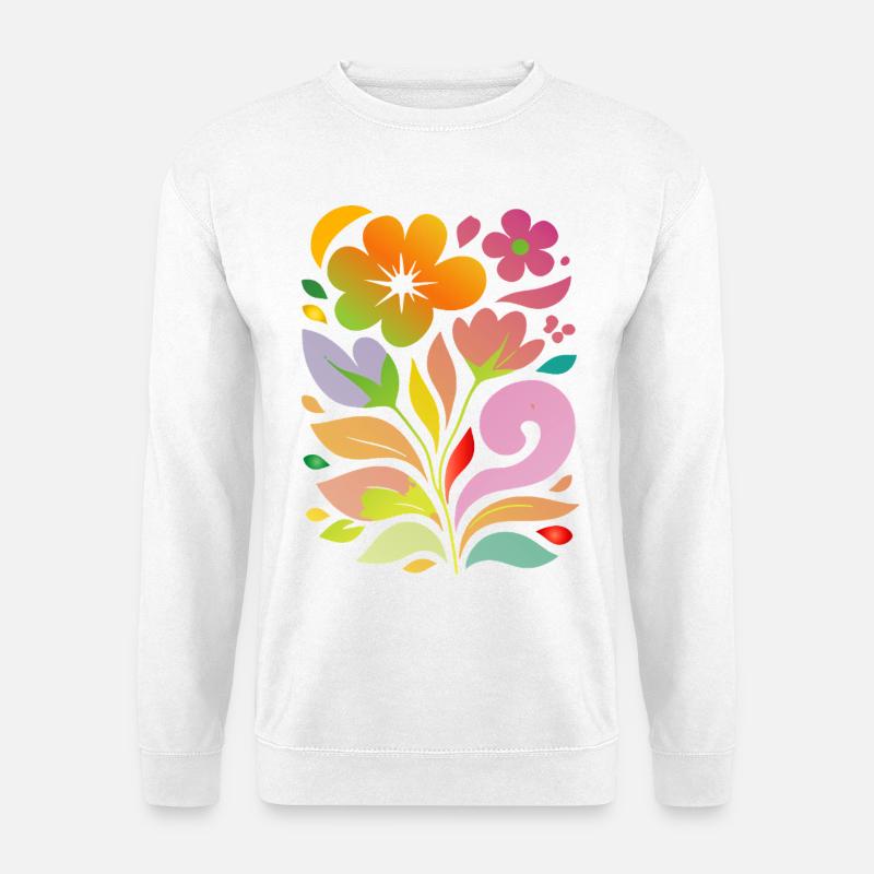 Bunte Blumen Illustration Dekoratives Motiv - Unisex Pullover - Weiß
