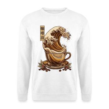 Coffee Wave Shirt Japan Style Kaffee Design - Unisex Pullover - Weiß - Vorne