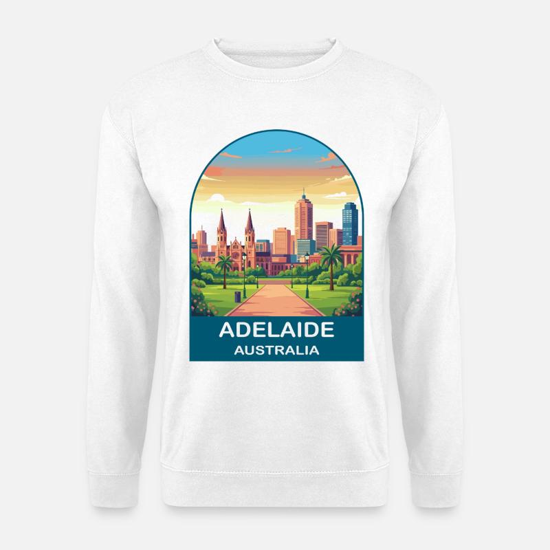 Adelaide Australien Stadt-Skyline-Reiseplakat - Unisex Pullover - Weiß