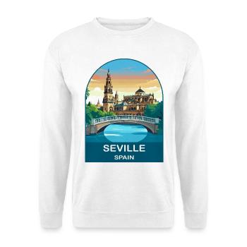 Sevilla, Spanien Vintage-Reiseplakat-Kunst - Unisex Pullover - Weiß - Vorne
