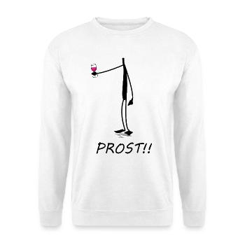 Lustiges Saufshirt, Prost, saufen, Stickman - Unisex Pullover - Weiß - Vorne