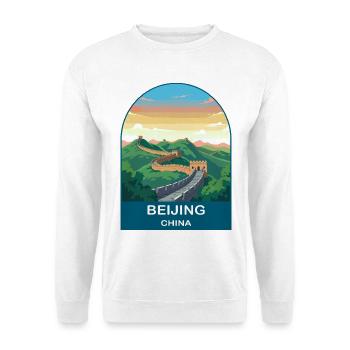 Peking China Große Mauer Vintage-Reiseplakat - Unisex Pullover - Weiß - Vorne