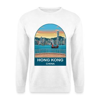 Hongkong Victoria Harbour Vintage-Reiseplakat - Unisex Pullover - Weiß - Vorne