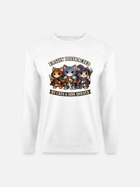 Kriegerkatzen und Nebenquests-Humor - Unisex Pullover - Weiß