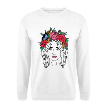 Boho Blumenfrau - Unisex Pullover - Weiß - Vorne