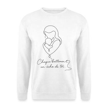 Duo maternité : Battement d'amour - Sweat-shirt Unisexe - blanc - Devant