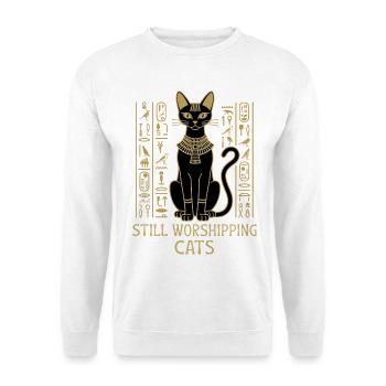 Still Worshipping Cats – Egyptian Cat Hieroglyphic - Unisex Sweatshirt - white - Front