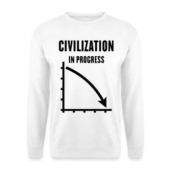 Civilization In Progress (Zivilisation / Black) - Unisex Pullover - Weiß - Vorne - Alina (178cm) & Michal (187cm)