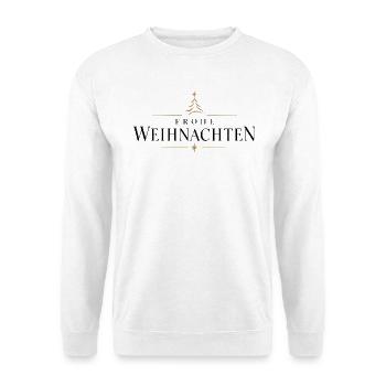 Frohe Weihnachten – Elegantes Minimalistisches Wei - Unisex Pullover - Weiß - Vorne - Alina (178cm) & Michal (187cm)