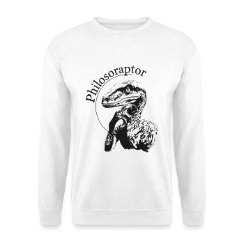 Philosoraptor - Unisex Pullover - Weiß - Vorne - Alina (178cm) & Michal (187cm)