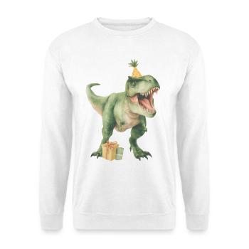 Birthdaysaurus - Unisex Pullover - Weiß - Vorne - Alina (178cm) & Michal (187cm)