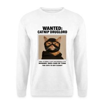 Catnip Druglord / Süße kleiner Dieb! - Unisex Pullover - Weiß - Vorne - Alina (178cm) & Michal (187cm)