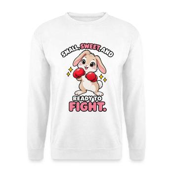 Lustiger boxender Hase bereit zu kämpfen - Unisex Pullover - Weiß - Vorne - Alina (178cm) & Michal (187cm)