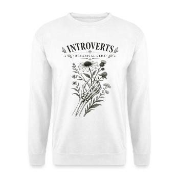 Introvert Botanischer Klub Blumen - Unisex Pullover - Weiß - Vorne - Alina (178cm) & Michal (187cm)