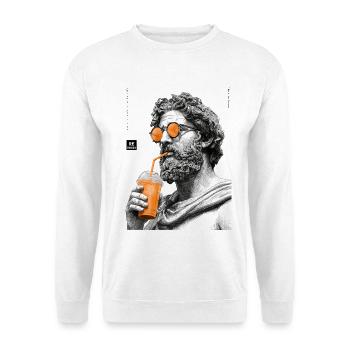 Thinking and drinkin - Unisex Pullover - Weiß - Vorne - Alina (178cm) & Michal (187cm)