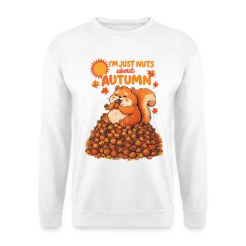 Nuts About Autumn | Dickes Eichhörnchen Design - Unisex Pullover - Weiß - Vorne - Alina (178cm) & Michal (187cm)