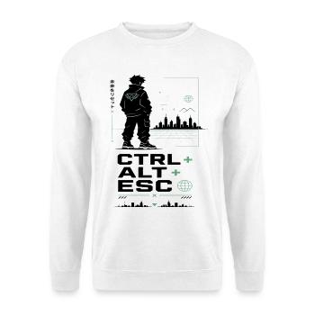 Ctrl Alt ESC Neoncity - Unisex Pullover - Weiß - Vorne - Alina (178cm) & Michal (187cm)