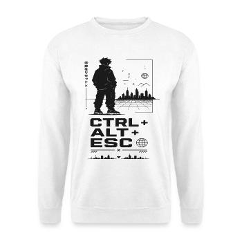 CTRL ALT ESC Skyline Retro - Unisex Pullover - Weiß - Vorne - Alina (178cm) & Michal (187cm)