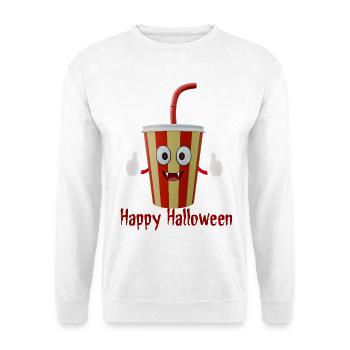 Frohen Halloween-Cola-Becher - Unisex Pullover - Weiß - Vorne - Alina (178cm) & Michal (187cm)