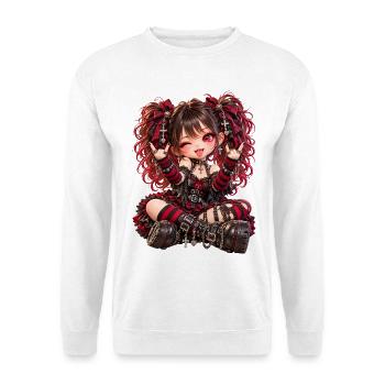 Gothic Lolita Power Look - Unisex Pullover - Weiß - Vorne - Alina (178cm) & Michal (187cm)