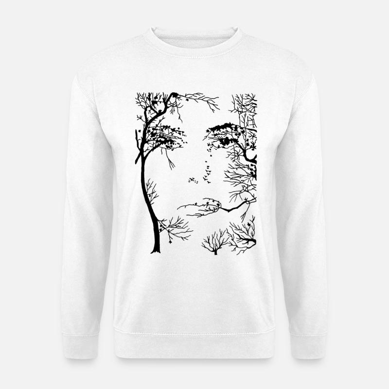Gesicht des Waldes (schwarz) - Unisex Pullover - Weiß
