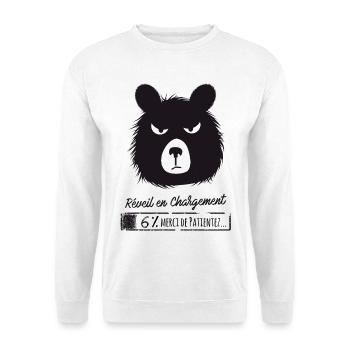 Réveil en chargement... Humour, réveil difficile ! - Sweat-shirt Unisexe - blanc - Devant
