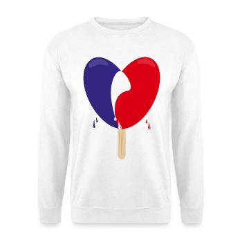 Flagge von Frankreich mit Herz. - Unisex Pullover - Weiß - Vorne
