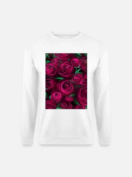 Romantik roter Rosenstrauß Liebe modern - Unisex Pullover - Weiß