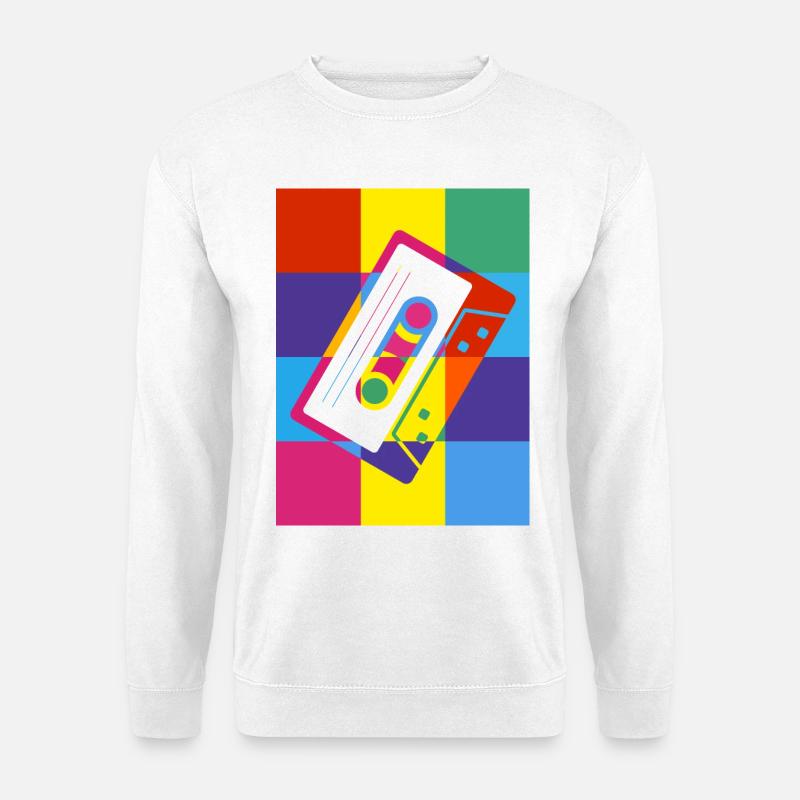 Retro Cassette Tape Pop Art Illustration - Unisex Sweatshirt - white
