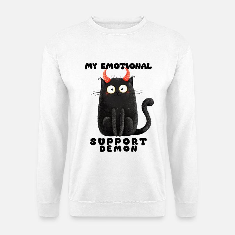 Emotional Support Demon – Funny Cats Edition - Unisex Sweatshirt - white