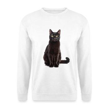 Black Elegant Cat – Stylish, Mysterious - Unisex Sweatshirt - white - Front