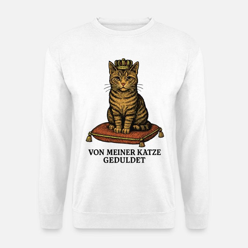 Katze geduldet – Fun Shirt - Unisex Pullover - Weiß