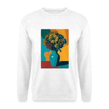 Pop Art Blumen auf blauer Vase - Unisex Pullover - Weiß - Vorne