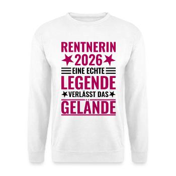 Rentnerin 2026 Eine Legende verlässt das Gelände - Unisex Pullover - Weiß - Vorne