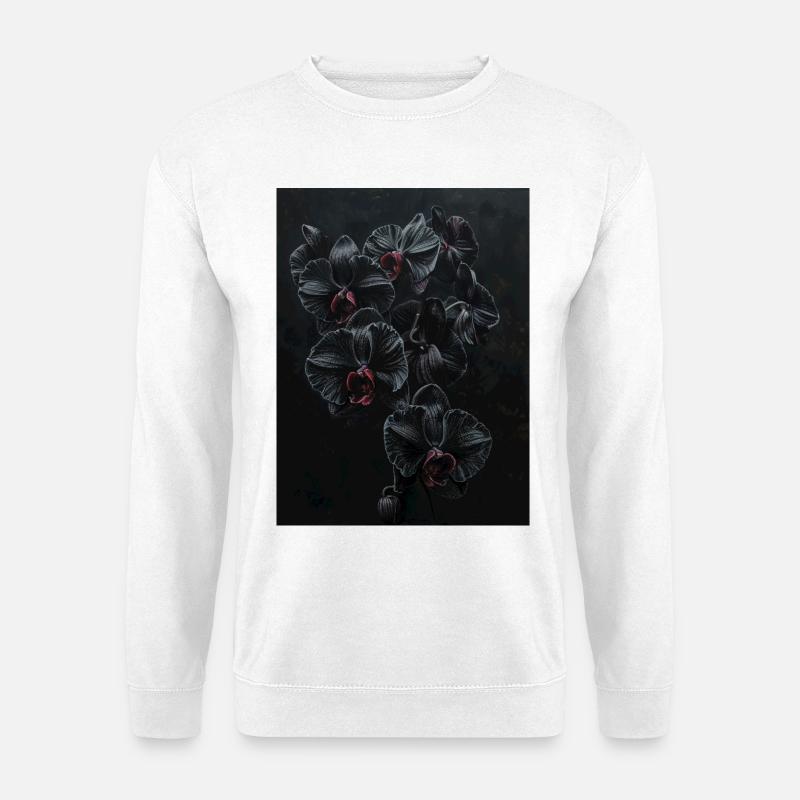 Schwarze Gothic Orchideen - Unisex Pullover - Weiß