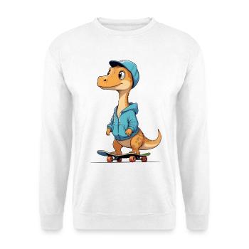 Dino Skater Hoodie Design - Unisex Pullover - Weiß - Vorne