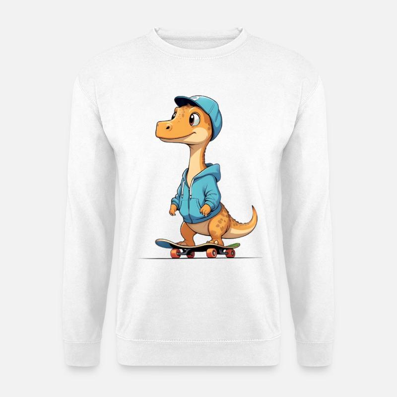 Dino Skater Hoodie Design - Unisex Pullover - Weiß