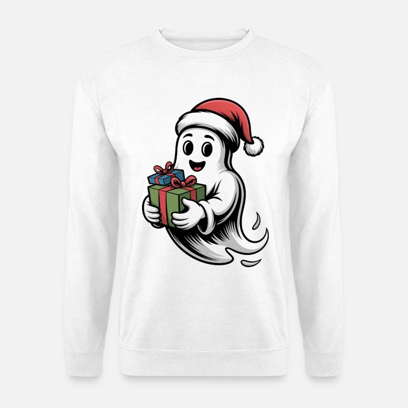 Weihnachtsgeist mit Geschenk - Unisex Pullover - Weiß