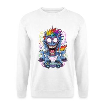 Licorne folle de jeu avec manette Gamer - Sweat-shirt Unisexe - blanc - Devant