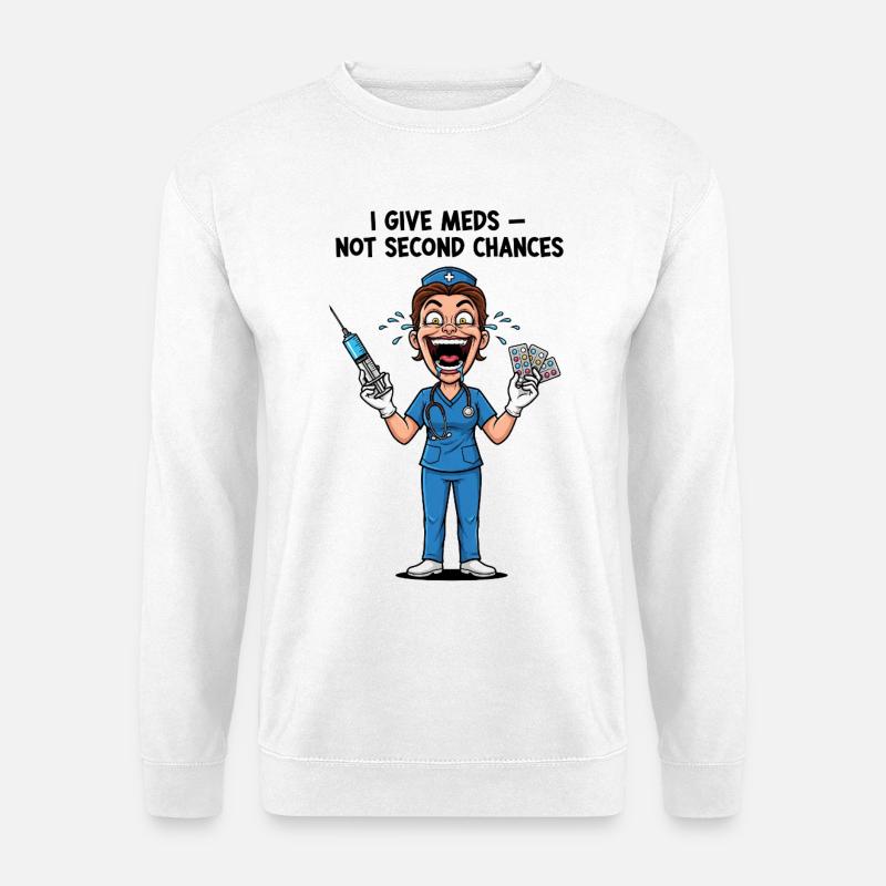 Krankenschwester Wahnsinn Medikamente Pflegekraft - Unisex Pullover - Weiß