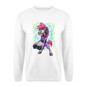 Poney de jeu néon avec casque - Sweat-shirt Unisexe - blanc - Devant