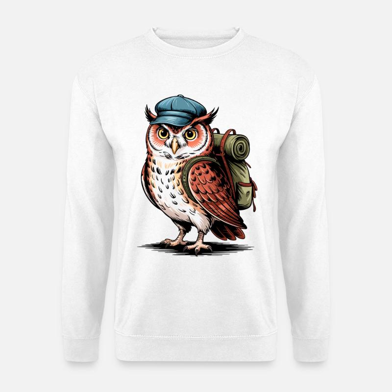 Adventure Owl with Backpack - Unisex Sweatshirt - white