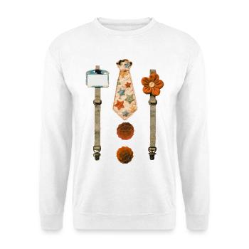 Vintage Sternen-Tie Muster - Unisex Pullover - Weiß - Vorne - Alina (178cm) & Michal (187cm)