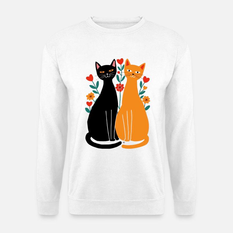 Katzen, die verliebt sind, - Unisex Pullover - Weiß
