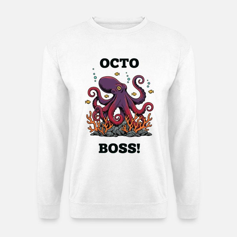 OctoBoss Reef King Oktopus - Unisex Pullover - Weiß