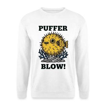 Humor Fish Globe Puffer Blow - Unisex Sweatshirt - white - Front
